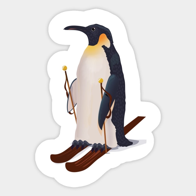 Skiing Penguin Sticker by nickemporium1